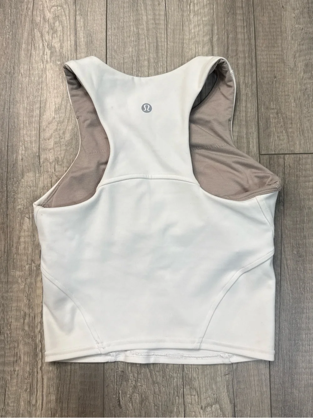 lululemon athletica White Tank Top with Taupe Lining
